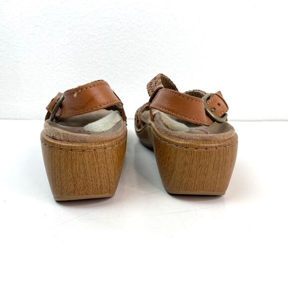 Leather Woven Klogs Size 8M Wedge Sandals Shoes Buckle Suede Insoles Slip Resist - Picture 5 of 12